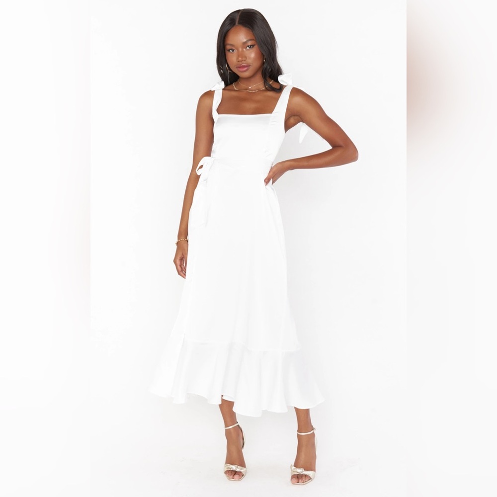 Show Me Your Mumu Garden Midi Dress Ivory Satin S